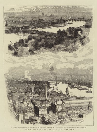 London, a Szent Pál-székesegyház tetejéről alkotó: William Lionel Wyllie